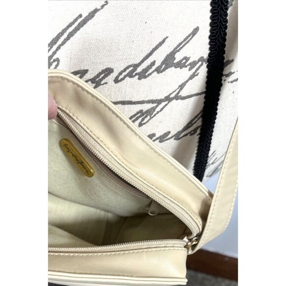 VTG Jacqueline Ferrar Leather Cream Beige Adj. Crossbody Purse Shoulder Pockets - Picture 4 of 14